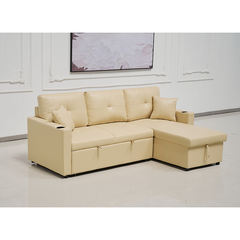 Modern leather sofa bed with storage