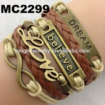 braided leather cord dream bracelet hope bracelet love bracelet