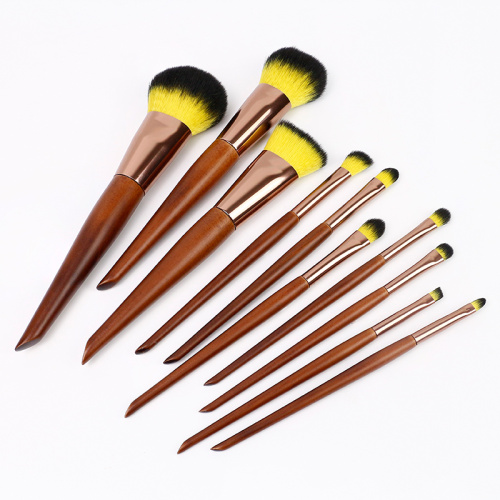 2021 New 10pcs Hand Made Wood Handle Makeup Brush Set