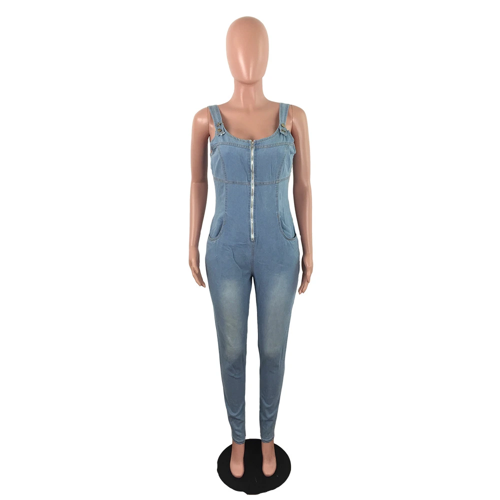 New Suspenders Show Back Slim Onesie Jeans Jumpsuits Wholesale