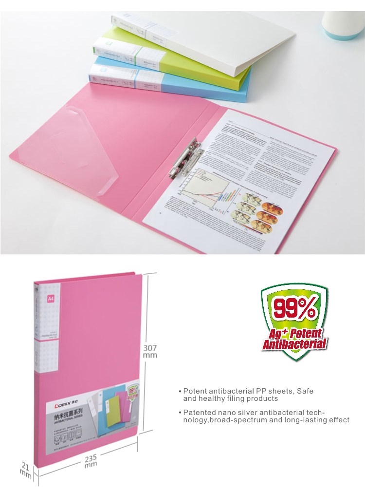 Durable PP Power Clip File Folder A4 Size File Folder with 2 Lever Clips Pressure File Folder