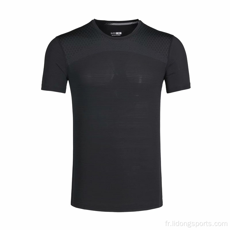 Hommes à manches courtes courir les collants d&#39;entraînement T-shirt
