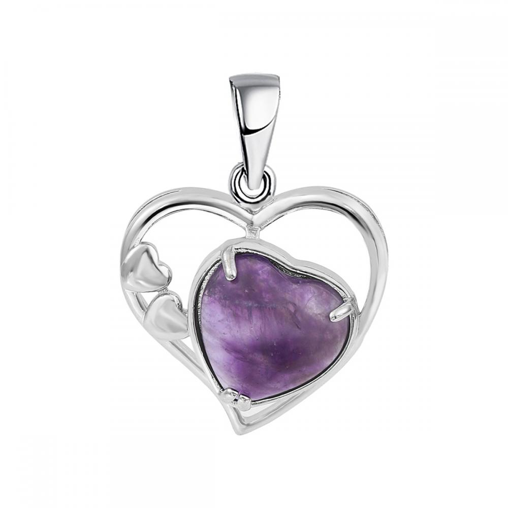 Amethyst Love Heart Birthstone Pendse Pendse Gemstone Collares para mujeres