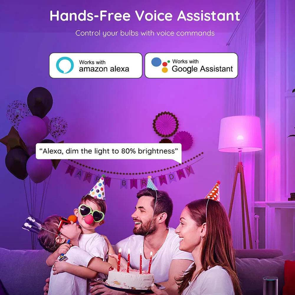 Smart RGBW LED Bulb with Voice Control for Home Lighting