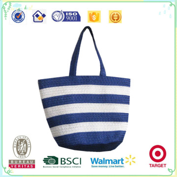 Bright color stripe style PP cheap bech bags handbags beach tote bags