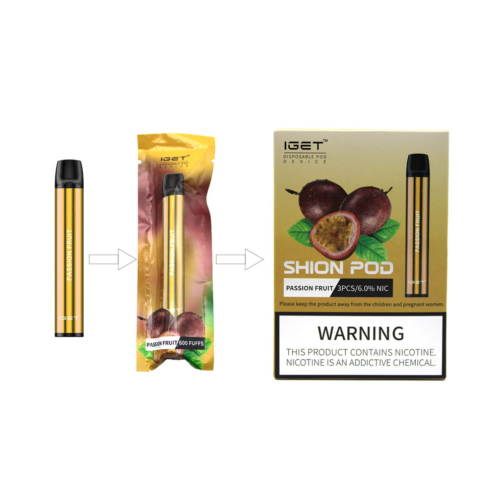 E-cigarro 600 Puffs Iget Shion Pods Vapes