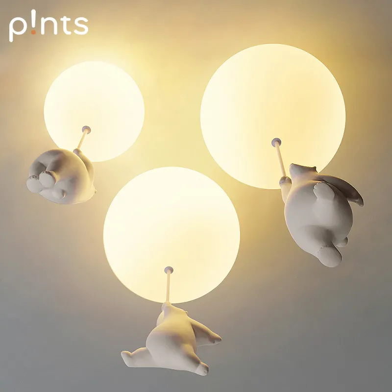 Modern Nordic Bear LED Pendant Light for Kids′ Rooms