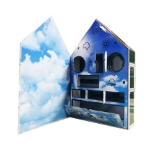 House shape paper gift box with clear tray