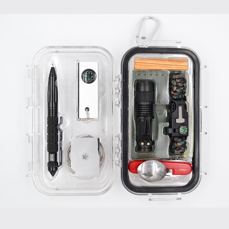 2020 New Camping 10 in 1 Survival Kit, Outdoor Emergency Camping Gear Kit with Tactical Pen Pliers Notebook Waterproof case