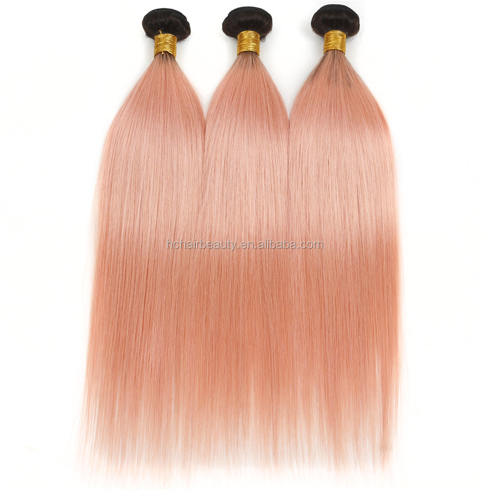 Wholesale Price Ombre 1B Pink Hair Bundles With Closure Brazilian Remy Straight Hair Bundles With Frontal Ombre Two Tone color