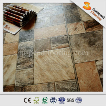 12mm single click parquet wooden laminate flooring tiles