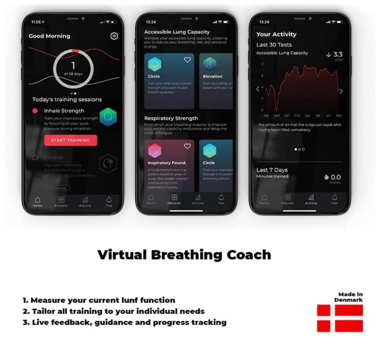Breathing Exercise Device Guided Smart Breathing Trainer Muscle Trainer for Enhanced Lung Capacity Physical Performance
