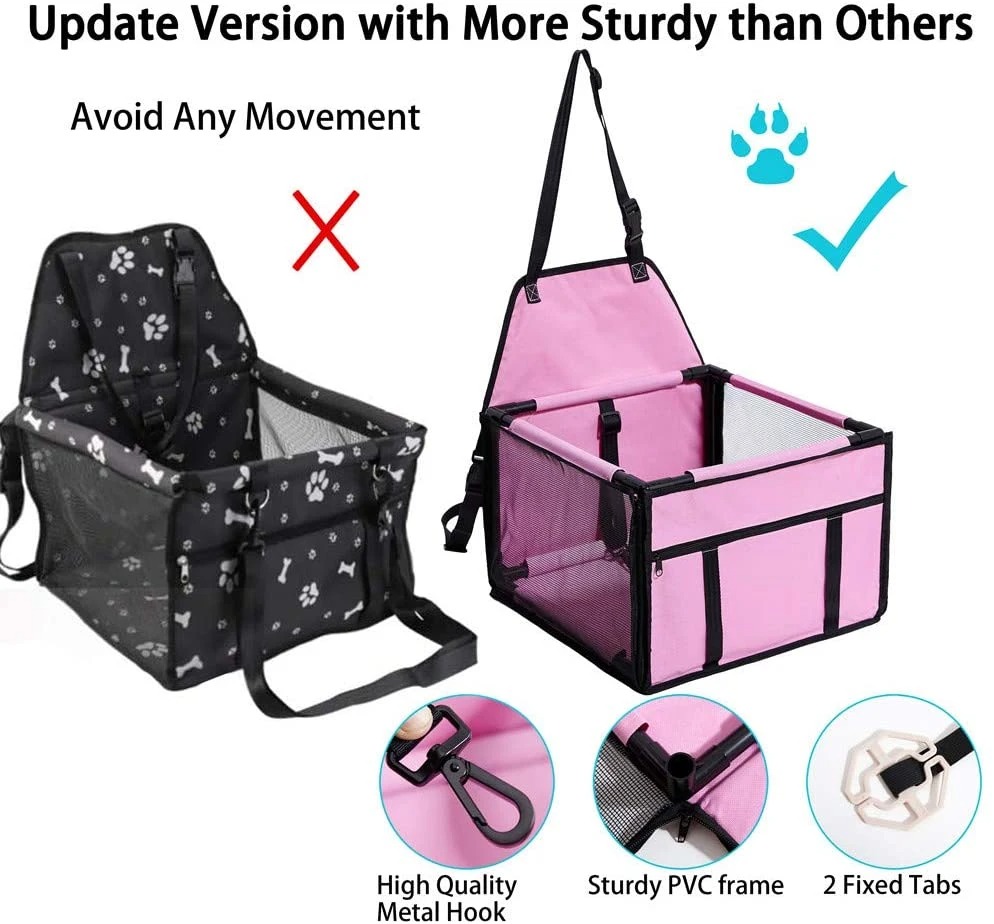 Small Dog Car Seat Upgrade Deluxe Washable Portable Pet Car Booster Seat Travel Carrier Cage 2 Jpg