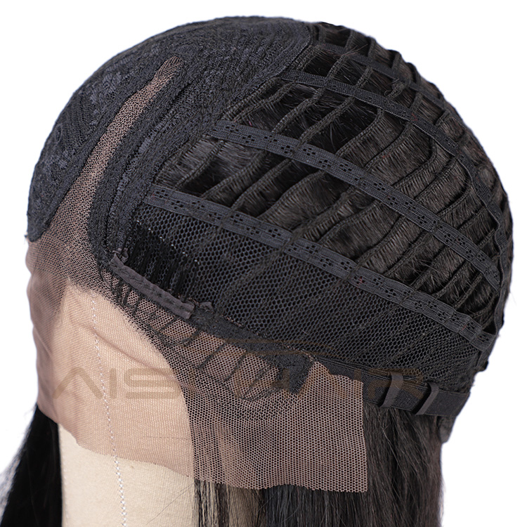 Aisi Hair 16 Inch Medium Long Natural Black Swiss Lace Wig Natural Straight Brazilian Human Hair Lace Front Wigs For Black Women