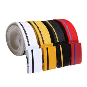 Colored buckle canvas belt, stylish, made of eco-friendly fabric, OEM orders are welcomed