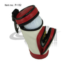 3pc balls and 3pcs Tees PU leather Mini Golf Bags