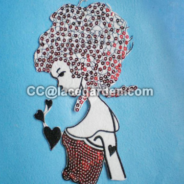 Fashion Lady Design Sequin Embroidery Patches