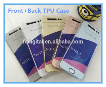 Hot Sale ! 360 Full Cover Silicone Case For Note7 samsung front and back TPU Case