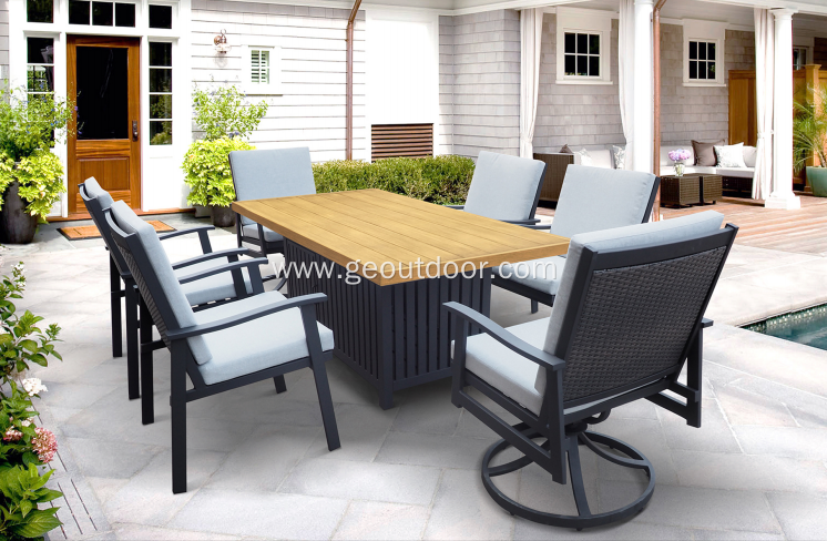 7pcs handbrush wood like dining set