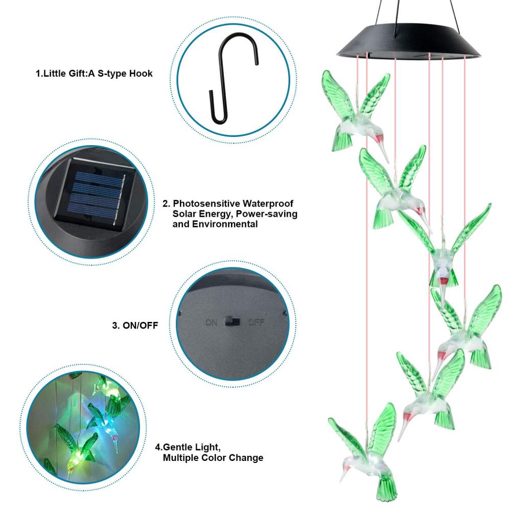 Solar Hummingbird Wind Chime