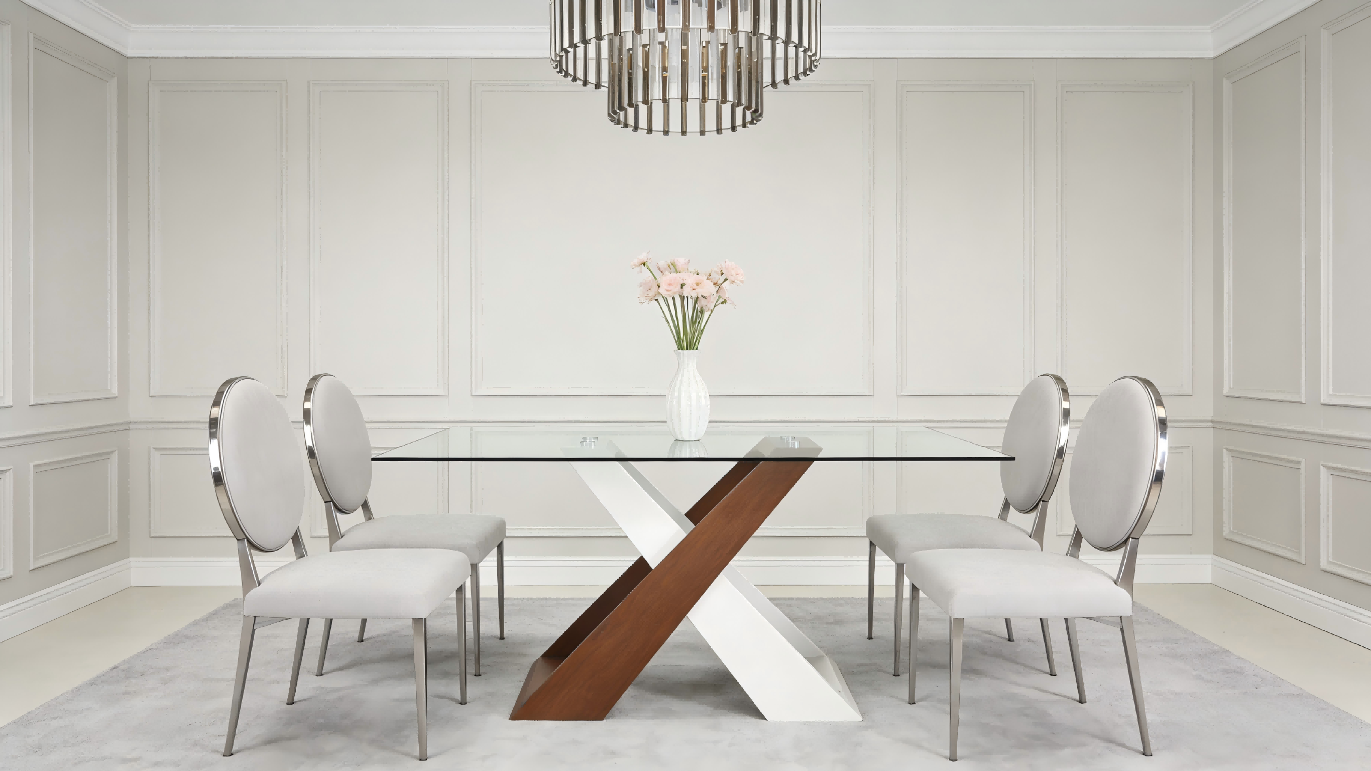 Mesa de jantar com tampo de vidro TL-16F069 TL-16F06 glass top dining table9