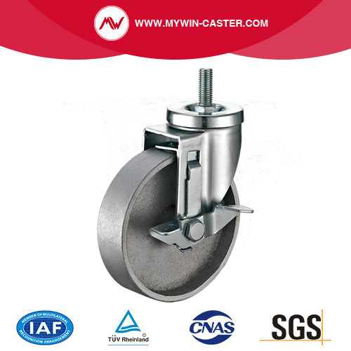 Medium Duty Thread Stem Swivel Side Lock Cast Iron Industrial Castor