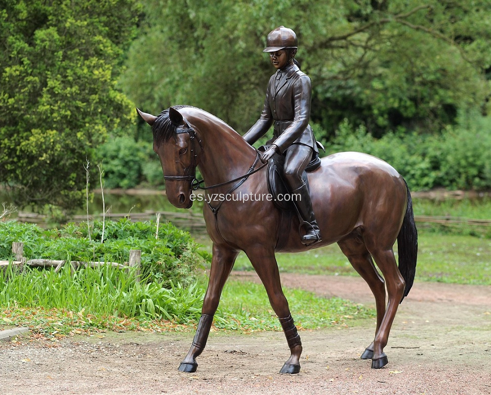 Señora bronce estatua del caballo del montar a caballo para la decoración del jardín