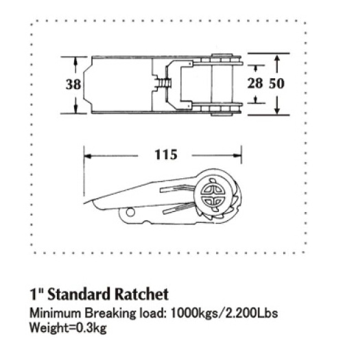 Boucle à rochet standard de 1 pouce