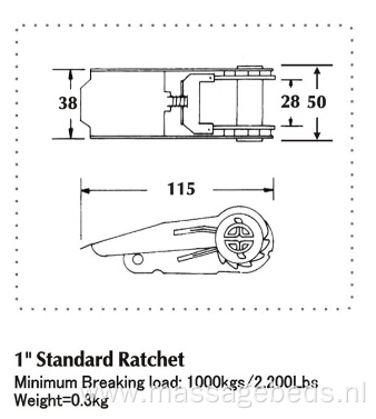 1Inch Standard Ratchet Buckle With Black Electrophoretic Paint