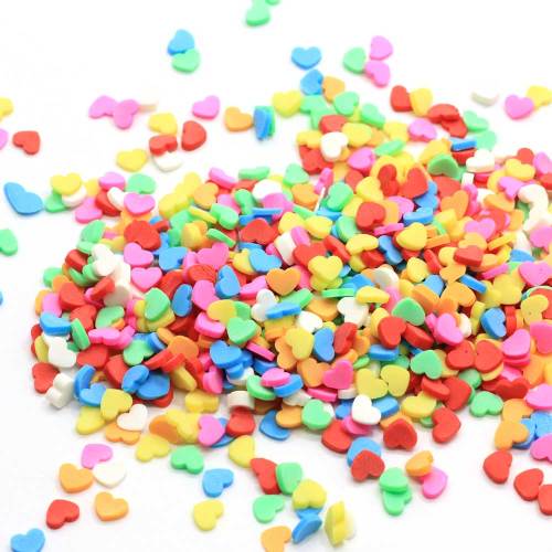 Venta al por mayor Mini Mix Colors Heart Soft Polymer Clay Rebanadas 5mm 500g / Bag Kawaii Phone Case Rellenos Nail Sticker Bead