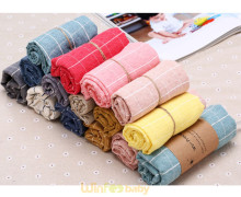 fashion wholesale checked cotton ramie scarf for kids and adults