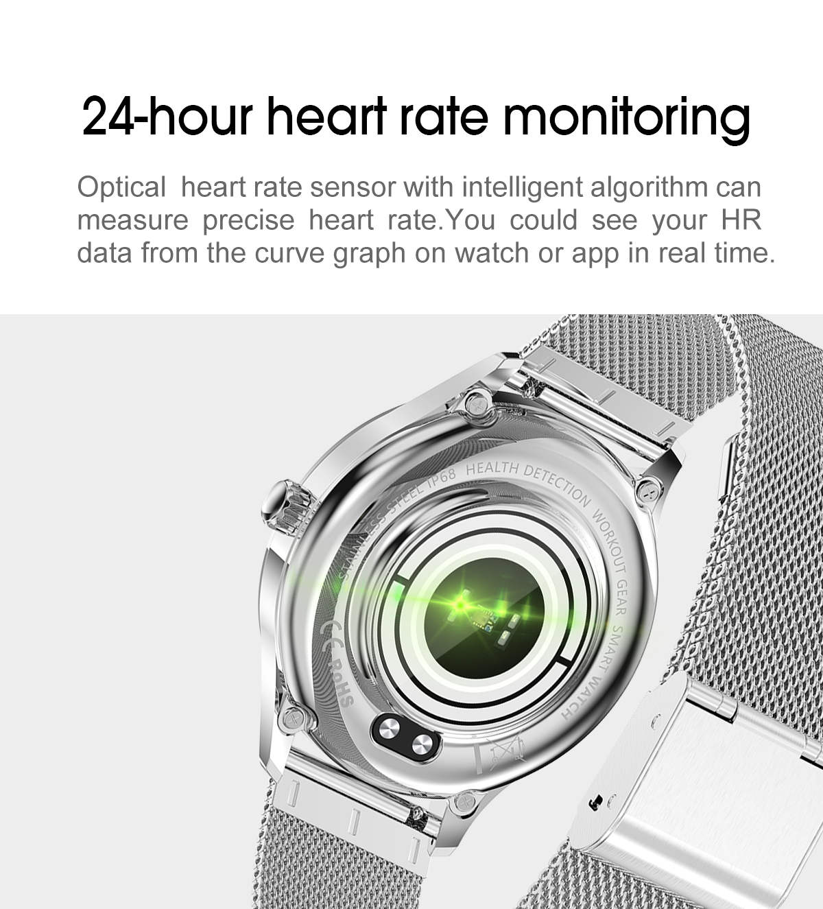 LW07 Steel Mesh Smartwatch IP68 Waterproof Heart Rate Classic Smart Watch for Girls Women