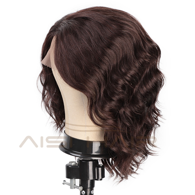 Aisi Hair 100% Brazilian Human Hair Color 2# Short Bob Swiss Lace Wigs Body Wave Human Hair Lace Front Wigs For Black Women