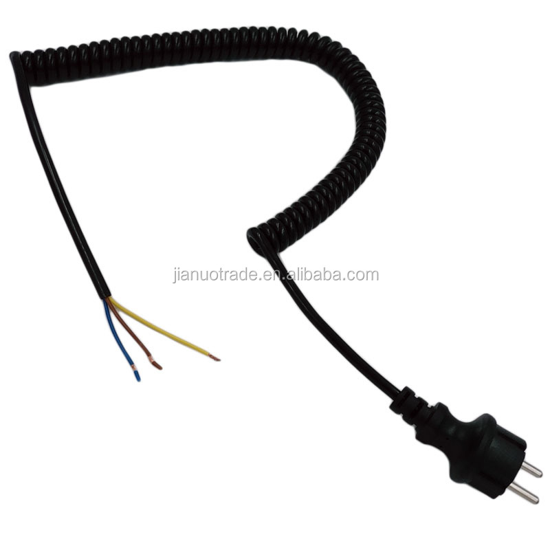 Schuko Plug Spring Power Cord Cable with H05BQ-F