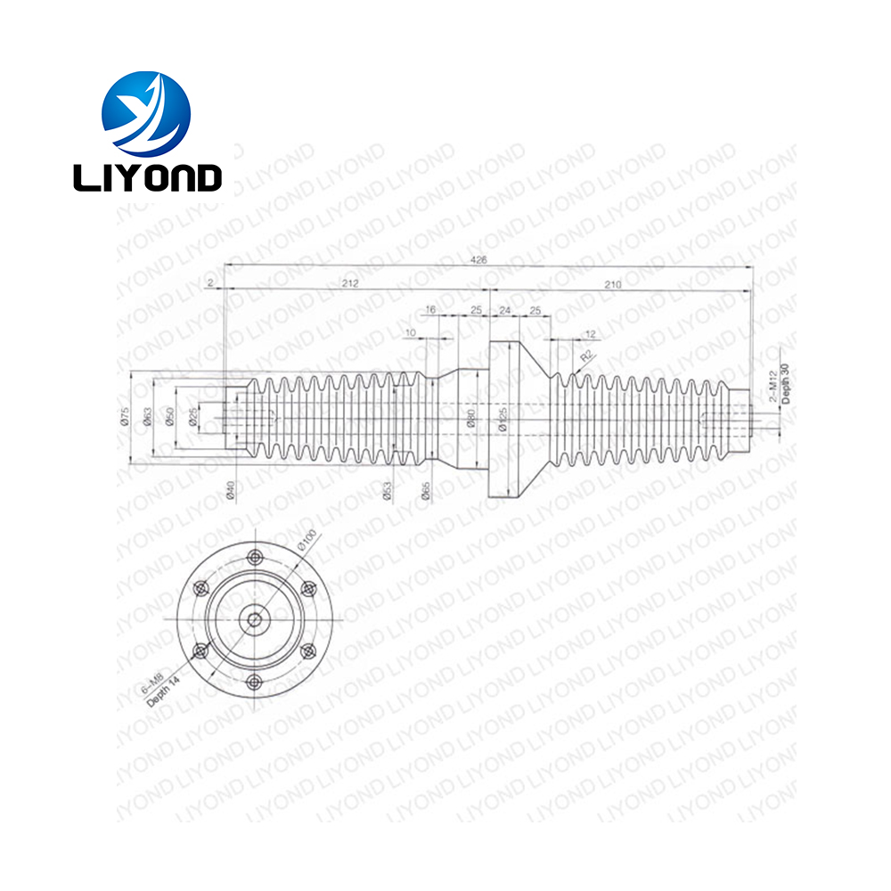 24kV Long sleeve with umbrella skirt epoxy resin insulator 75*426 wall bushing for switch cabinet assembly