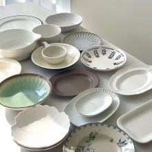 Elegant Asian-Inspired Dinnerware with Plant Motifs