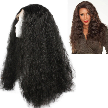 synthetic lace front corn perm wig, long curly fluffy synthetic wig in stock