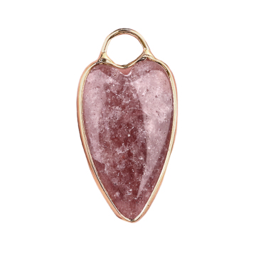 Strawberry Quartz Long Heart Pendant Wrap Gold for Making Jewlery