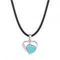 Turquoise Love Heart Birthstone Pendse Pends Gemstone Collares para mujeres