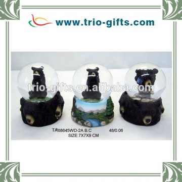 pensonalized gift polyresin black bear snow globes home decoration