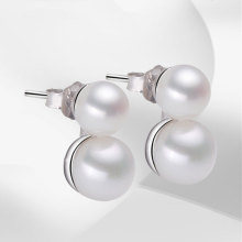 Double Natural Pearls Stud Earrings