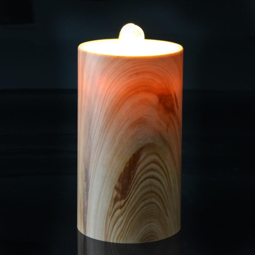 Rechargeable Water Fountain Candles With Wooden Pattern