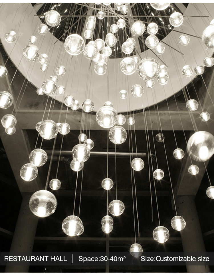 One-stop Design Crystal Customizable Bubble Style Luxury Hanging Pendant Light