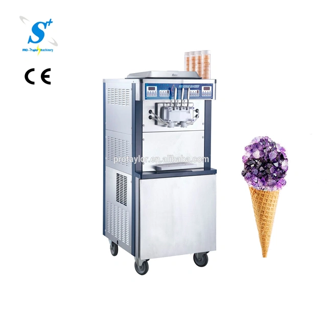 Pro Soft Ice Cream Maker Commercial 3 Flavors Sweet Cones Freezing Machine