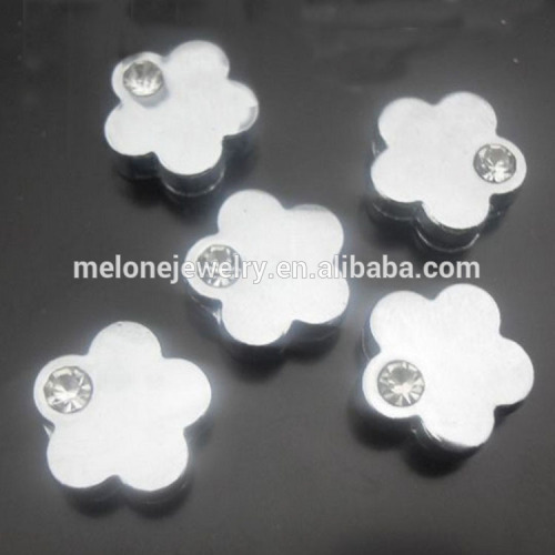 2015 new design flower shape 8mm slide charms single rhinestone beads