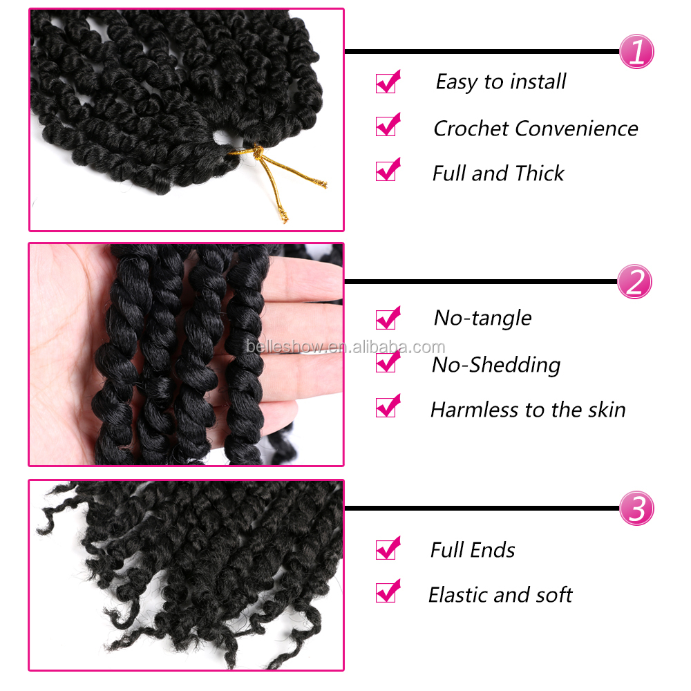 Hot sell spring Twist Braiding 24inch 16 stands Pre-twisted hair Synthetic Ombre Looped Twisted Passion Twist Hair