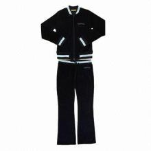 Ladies' sweatsuits, made of 80% cotton, 20% polyester velour