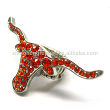 Fashion Long Horn Orange Color Rhinestone Ring