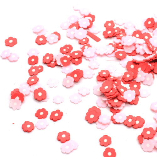 Rebanada de flor rosa roja, rociadores de arcilla caliente para accesorios de Material de limo, manualidades de arcilla polimérica, decoración de uñas DIY de 5mm
