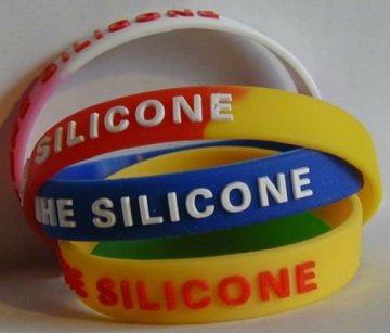 3D logo embossed colorful silicone bracelet